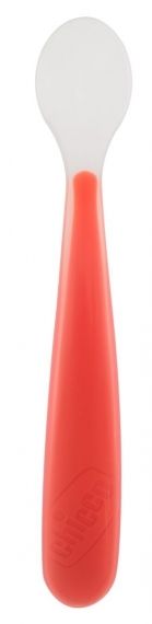 Chicco - Мека силиконова лъжичка 6м+ - червена