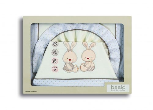 Interbaby - бебешки спален комплект от 3 части 55x85см "RABBITS&DOTS"
