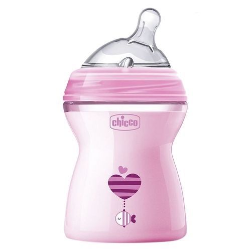 Chicco -  Шише със силиконов биберон 'Natural Feeling' 250 мл. (2м+)  розов