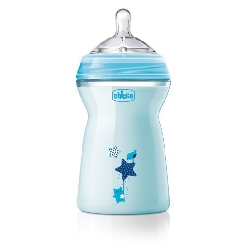 Chicco -  Шише със силиконов биберон 'Natural Feeling' 330мл. (0м+)  розов