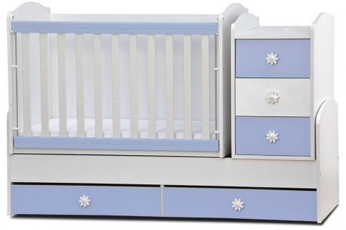 Dizain Baby Детско трансформиращо се легло-люлка *НИА* Бяло/Синьо