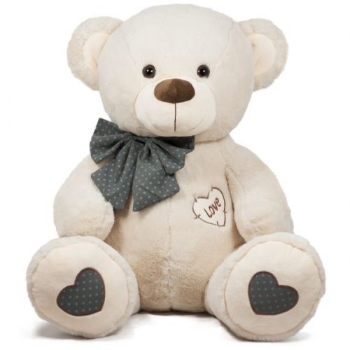 Амек -Плюшено мече с фишу на точки бяло