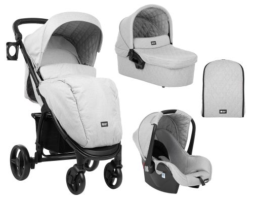 Kikka Boo Бебешка количка Madrid 3 в 1 Light Grey Melange