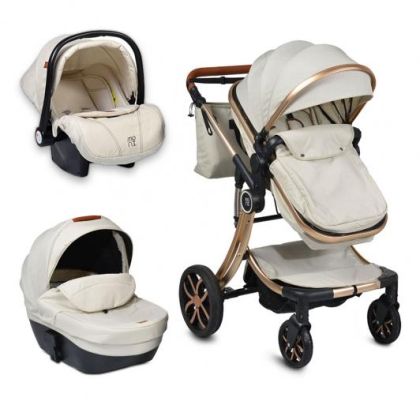 Moni - Детска комбинирана количка Polly 3 в 1 беж