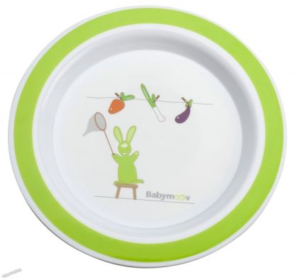 Babymoov - Детска чиния с декорация Rabbit Crockery Green