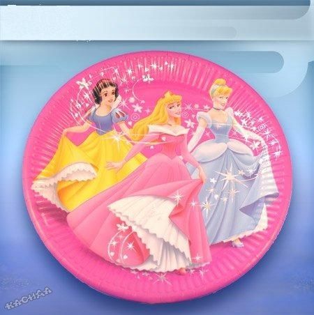 Disney Чинии за еднократна употреба 8бр-23 см. Принцеси