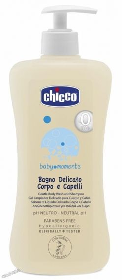 Chicco - Бебешки шампоан за коса и тяло Baby Moments без сълзи 500 ml.