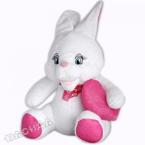 АМЕК Зайче със сърце и звук - 50 см. *бяло*