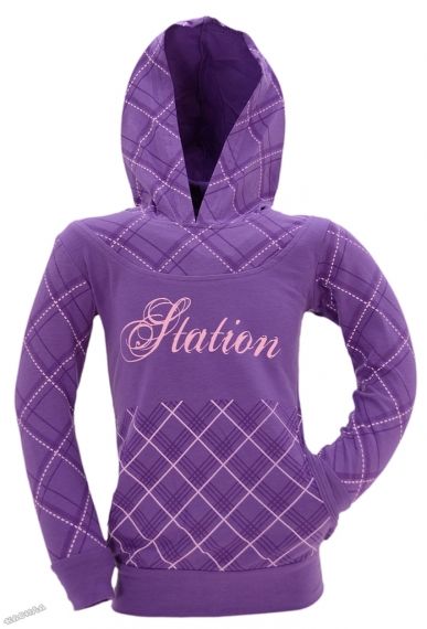 Детска блуза с качулка *Violet plaid*