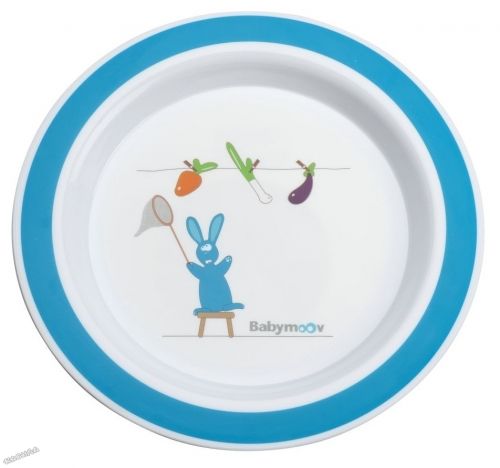 Babymoov - Детска чиния с декорация Rabbit Crockery Blue