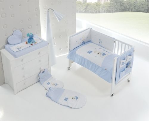 Interbaby - Бебешки спален комплект от 3 части *Зайче* със сатениран памук - синьо