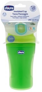 Chicco - Чаша със силиконова сламка 18м + - зелена