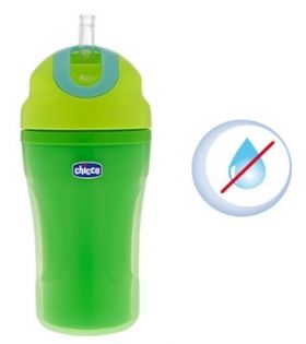 Chicco - Чаша със силиконова сламка 18м + - зелена