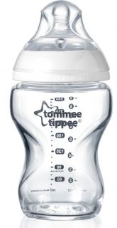 Tommee Tippee - Стъклено шише за хранене Easy Vent 250 мл 0+ месеца
