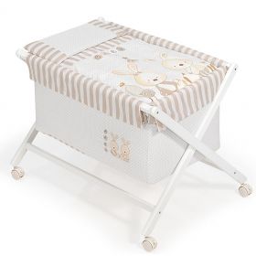 Interbaby - Сгъваема бебешка кошара на колела със спален комплект