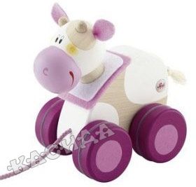 Sevi - Дървена играчка за дърпане Mini КРАВИЧКА