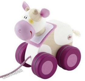 Sevi - Дървена играчка за дърпане Mini КРАВИЧКА