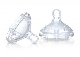 Nuby - Силиконови биберони за шишета Natural Touch 0м+ Medium Flow - 2бр.