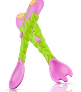 Nuby - Комплект прибори за хранене с вилица и лъжица Flower 9м+