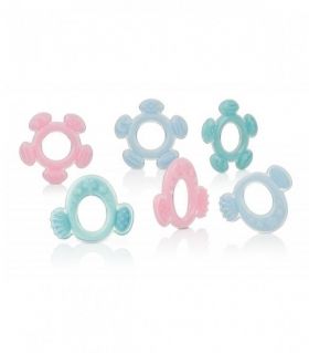 Nuby - Силиконова дъвкалка с кутийка етап 2  3м+ розова