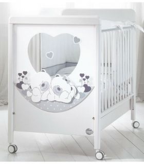 Детско дървено легло Baby Expert Carezza Bianco/Argento