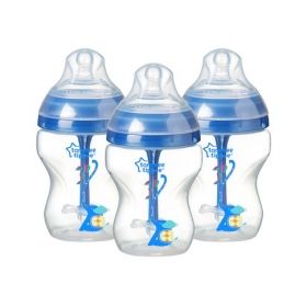 Tommee Tippee - ШИШЕ ЗА ХРАНЕНЕ ANTI-COLIC 3м+ 340 ml. С ДЕКОР син
