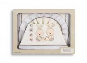 Interbaby - Детски спален комплект от 3 части за креватче 60x120см "Зайчета"