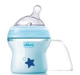 Chicco -  Шише със силиконов биберон 'Natural Feeling' 150 мл. (0м+)  син