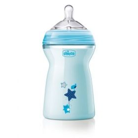 Chicco -  Шише със силиконов биберон 'Natural Feeling' 330мл. (6м+)  момче