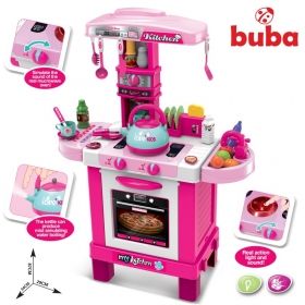 Buba Детски индукционна кухня с чайник Розова