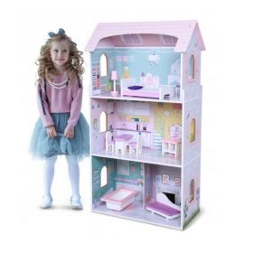 Moni Toys - Дървена къща за кукли с обзавеждане Anna 