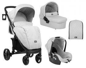 Kikka Boo Бебешка количка Madrid 3 в 1 Light Grey Melange