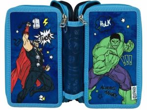 Undercover Scooli - Несесер с 3 ципа и аксесоари Avengers