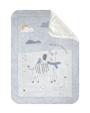 Kikka Boo - Супер меко бебешко одеяло с шерпа 110/140 см Stripy Friends