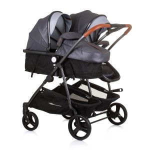 Chipolino Количка за близнаци Duo Smart сива