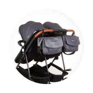 Chipolino Количка за близнаци Duo Smart сива