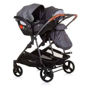 Chipolino Количка за близнаци Duo Smart сива