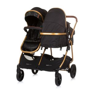 Chipolino Количка за близнаци Duo Smart обсидиан