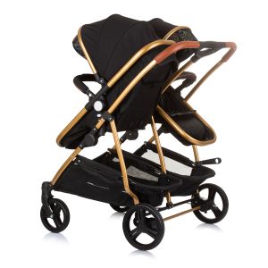 Chipolino Количка за близнаци Duo Smart обсидиан