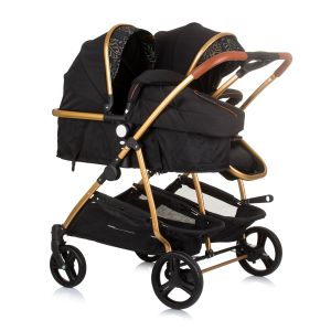 Chipolino Количка за близнаци Duo Smart обсидиан