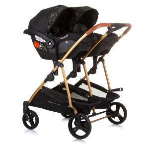 Chipolino Количка за близнаци Duo Smart обсидиан