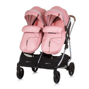 Chipolino Количка за близнаци Duo Smart фламинго