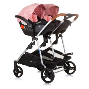 Chipolino Количка за близнаци Duo Smart фламинго