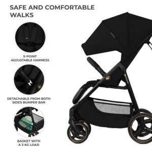 Kinderkraft Бебешка количка TRIG 3 onyx black