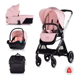Chipolino Бебешка количка 3 в 1 Елит розова