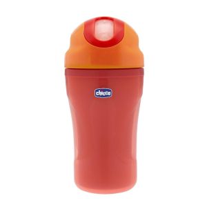 Chicco - Чаша със силиконова сламка 18м + - червена