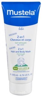 Mustela- 2 в 1 Измиващ гел-шампоан за коса и тяло за бебета и деца с формула без сълзи