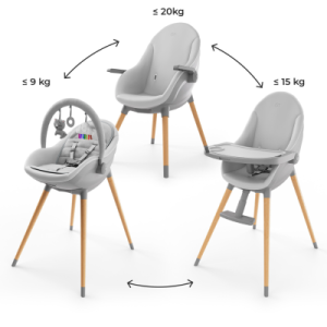 KinderKraft FINI UP столче за хранене grey