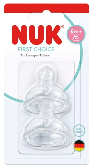 NUK FIRST CHOICE+ биберон храна силикон 2 бр. 6+flow control